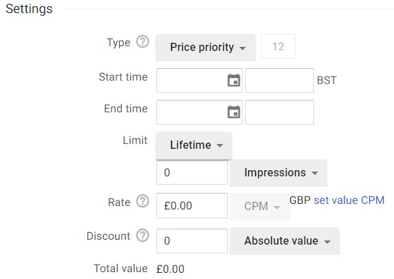 setting up a 'Price Priority' line item priority.